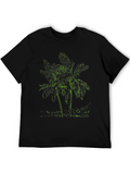 Tropical Palm Tree Graphic T-Shirt - Black