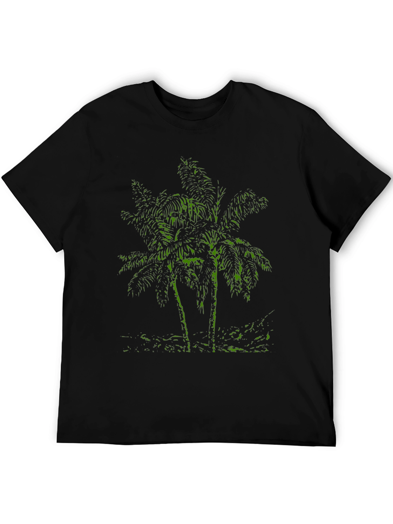Tropical Palm Tree Graphic T-Shirt - Black