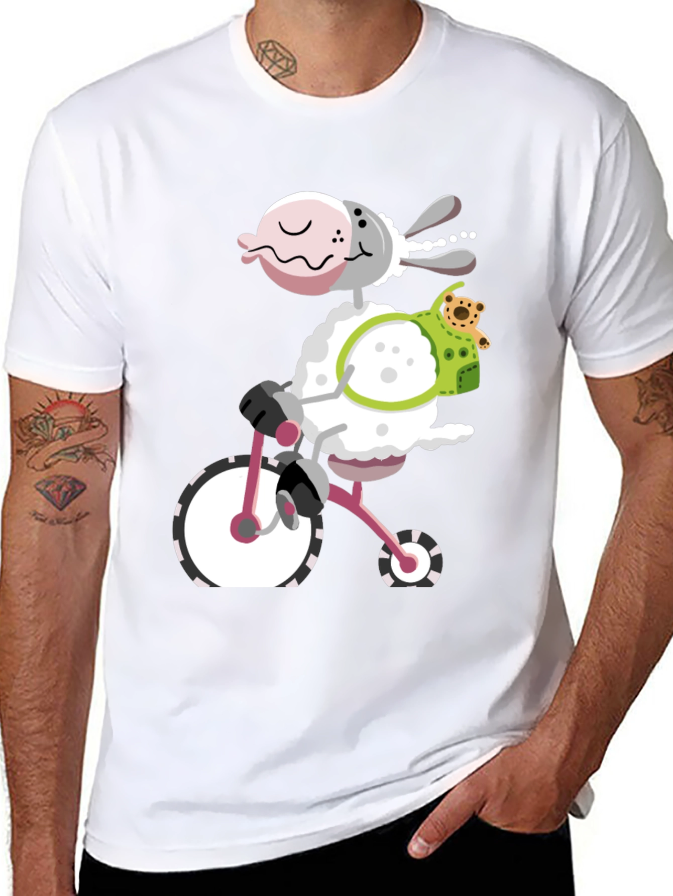 Sheep on Bike Graphic Tee