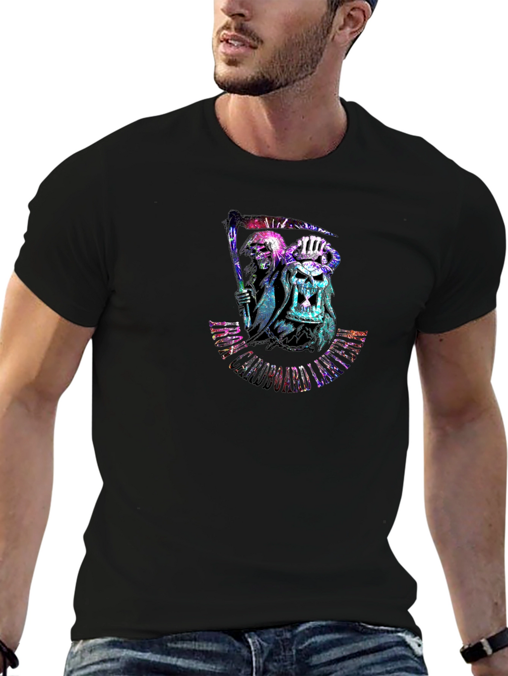 Grim Reaper Skull Graphic Black T-Shirt