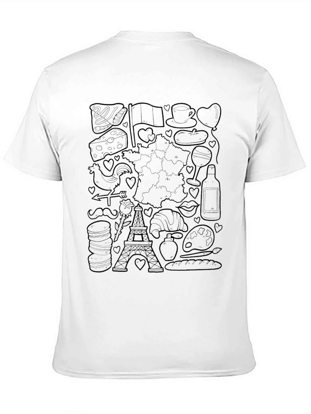 Paris France Doodle Art T-Shirt - Black