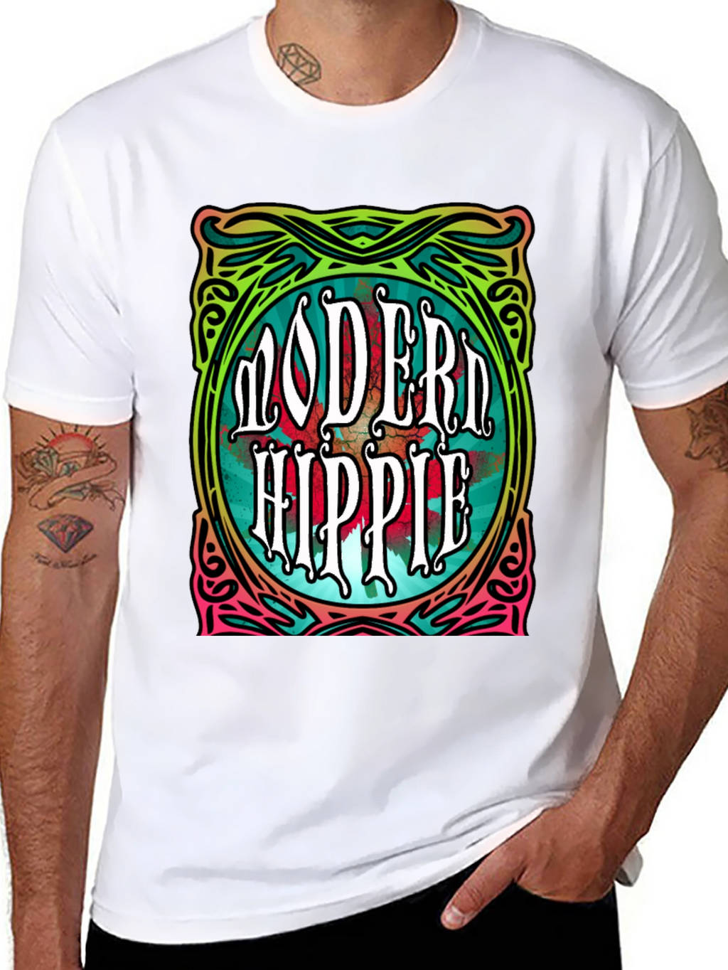 Modern Hippie Graphic Tee - Retro Style