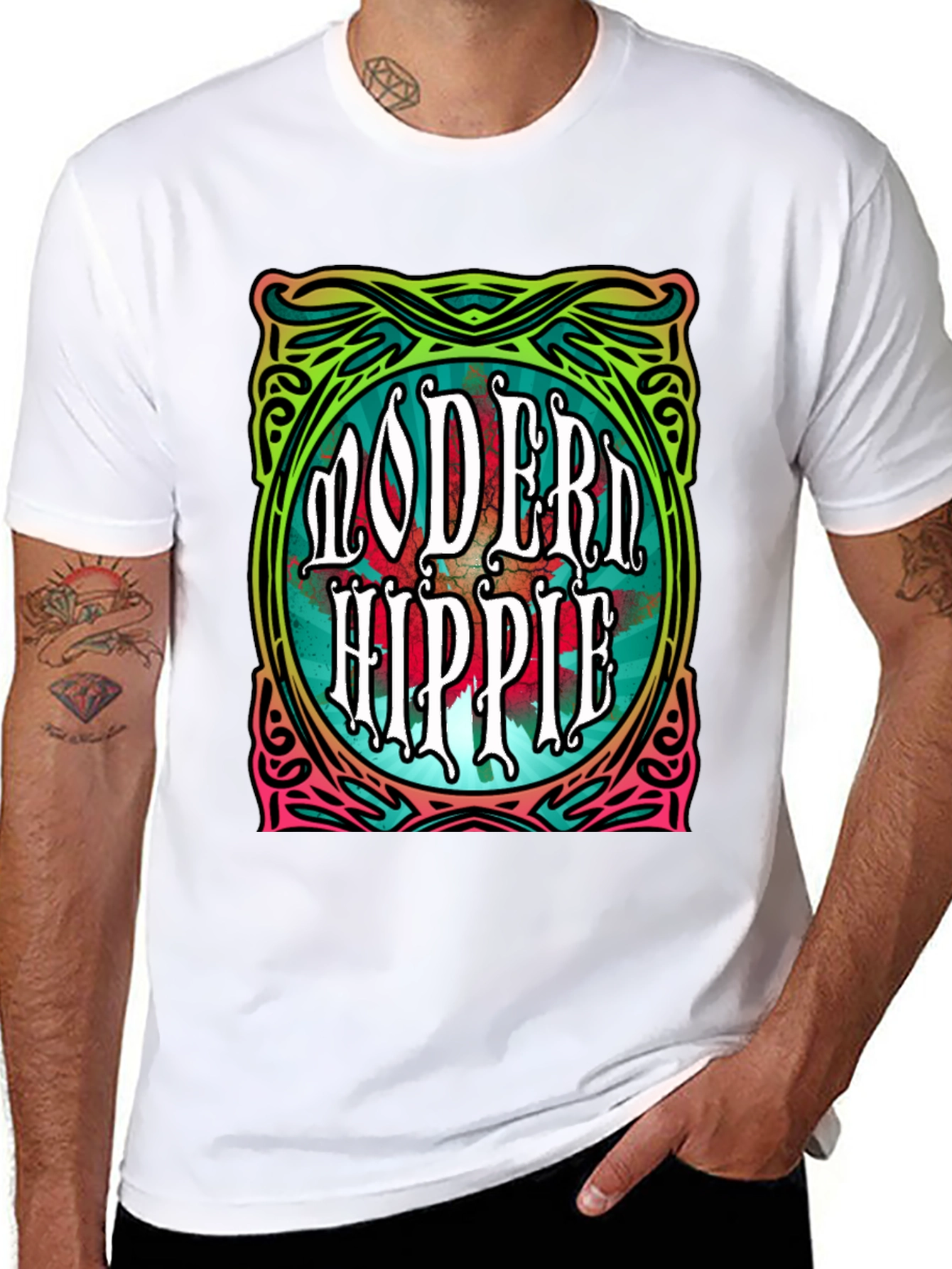 Modern Hippie Graphic Tee - Retro Style