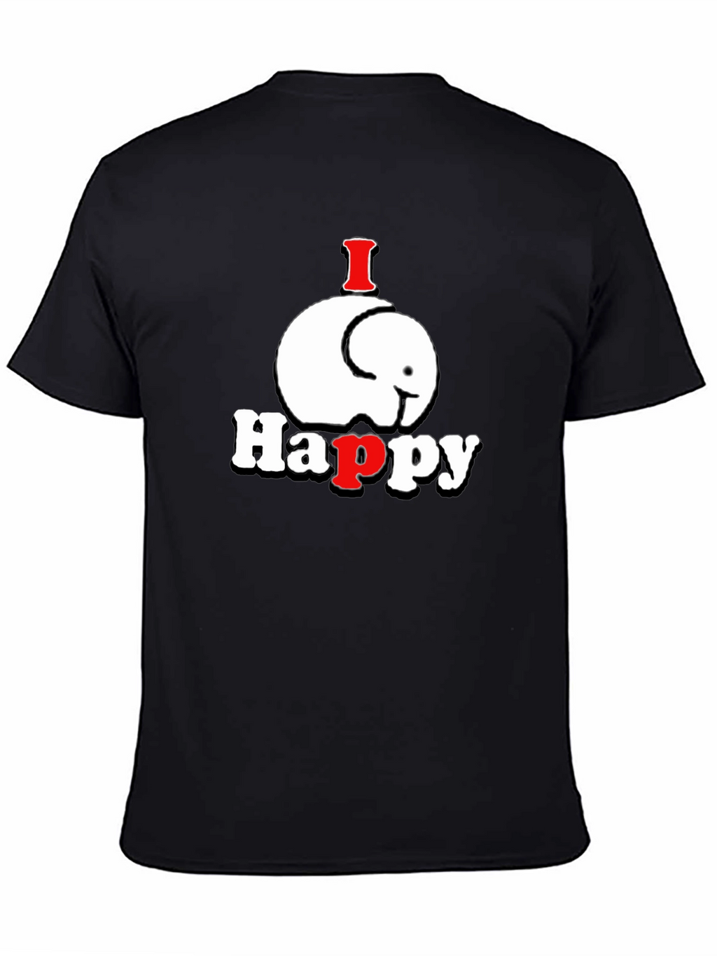 I Happy Elephant Graphic T-Shirt - Black