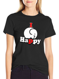 I Happy Elephant Graphic T-Shirt - Black