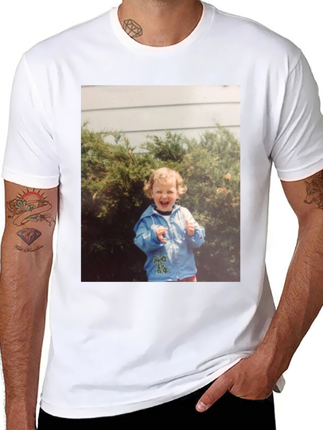 Retro Kid Photo Graphic Tee - Classic Black T-Shirt