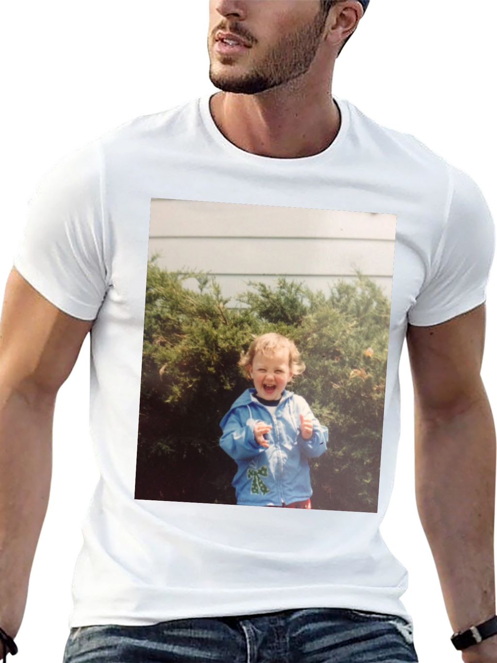 Retro Kid Photo Graphic Tee - Classic Black T-Shirt