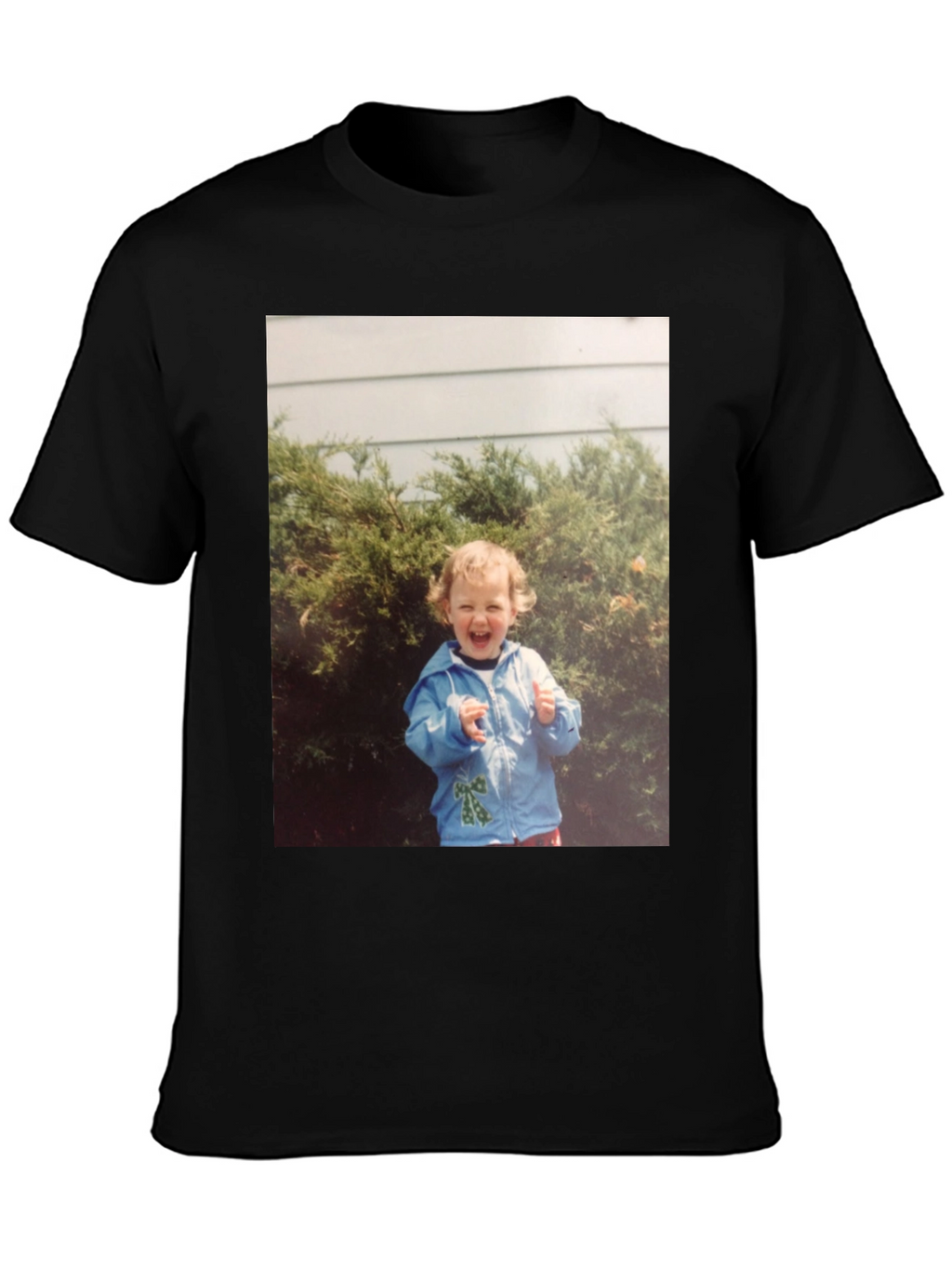 Retro Kid Photo Graphic Tee - Classic Black T-Shirt