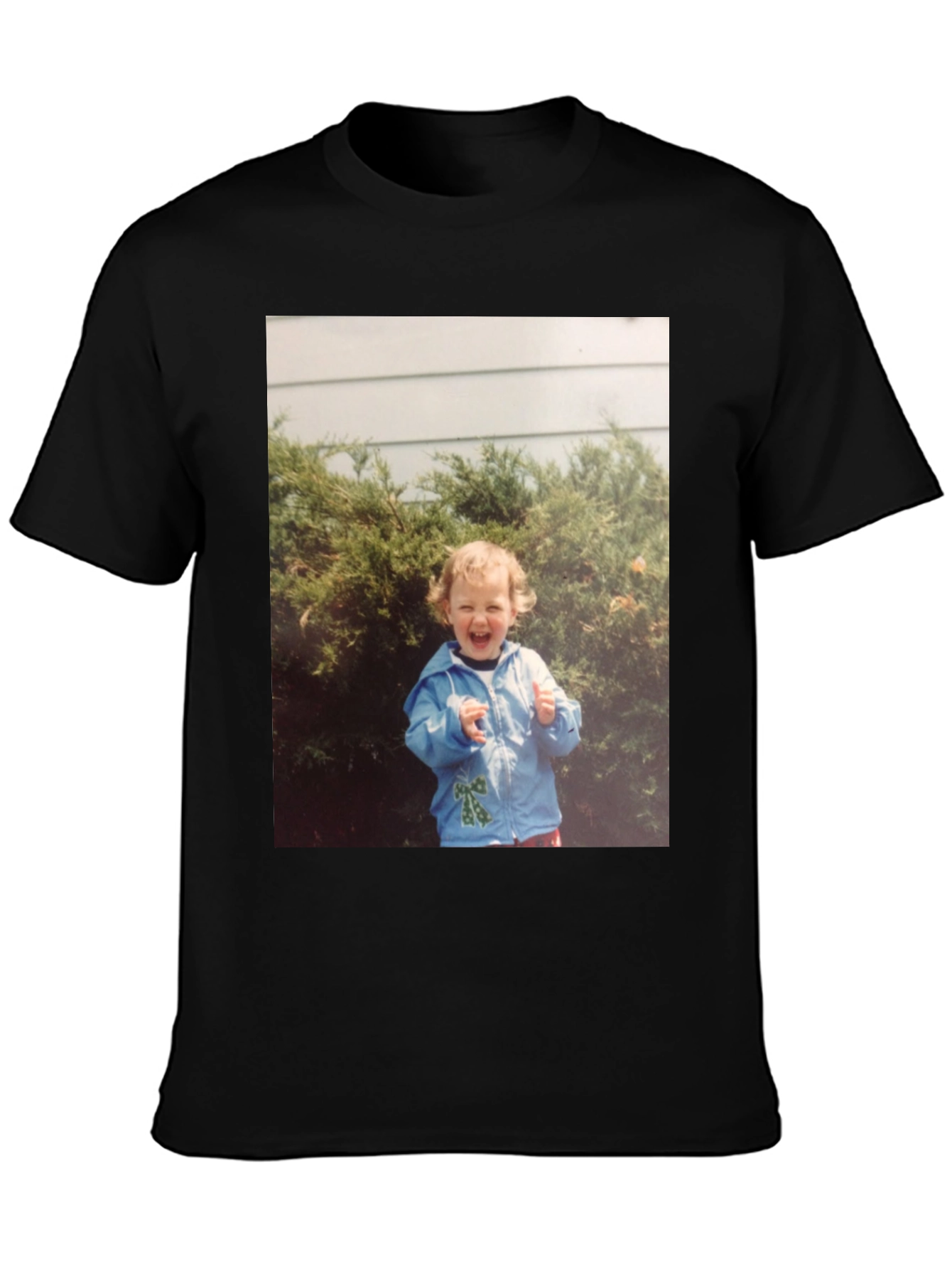 Retro Kid Photo Graphic Tee - Classic Black T-Shirt