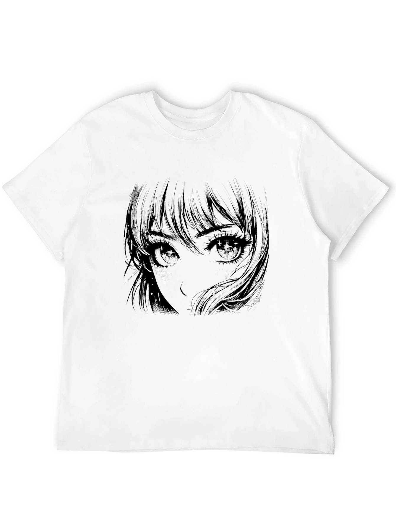 Anime Girl Graphic Print Black T-Shirt
