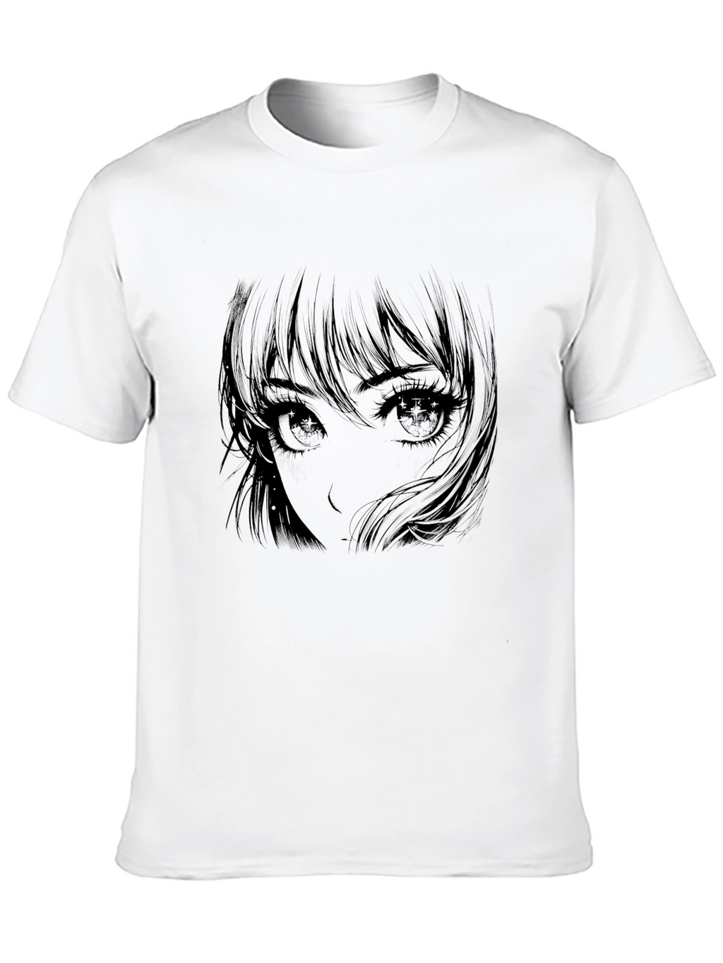 Anime Girl Graphic Print Black T-Shirt