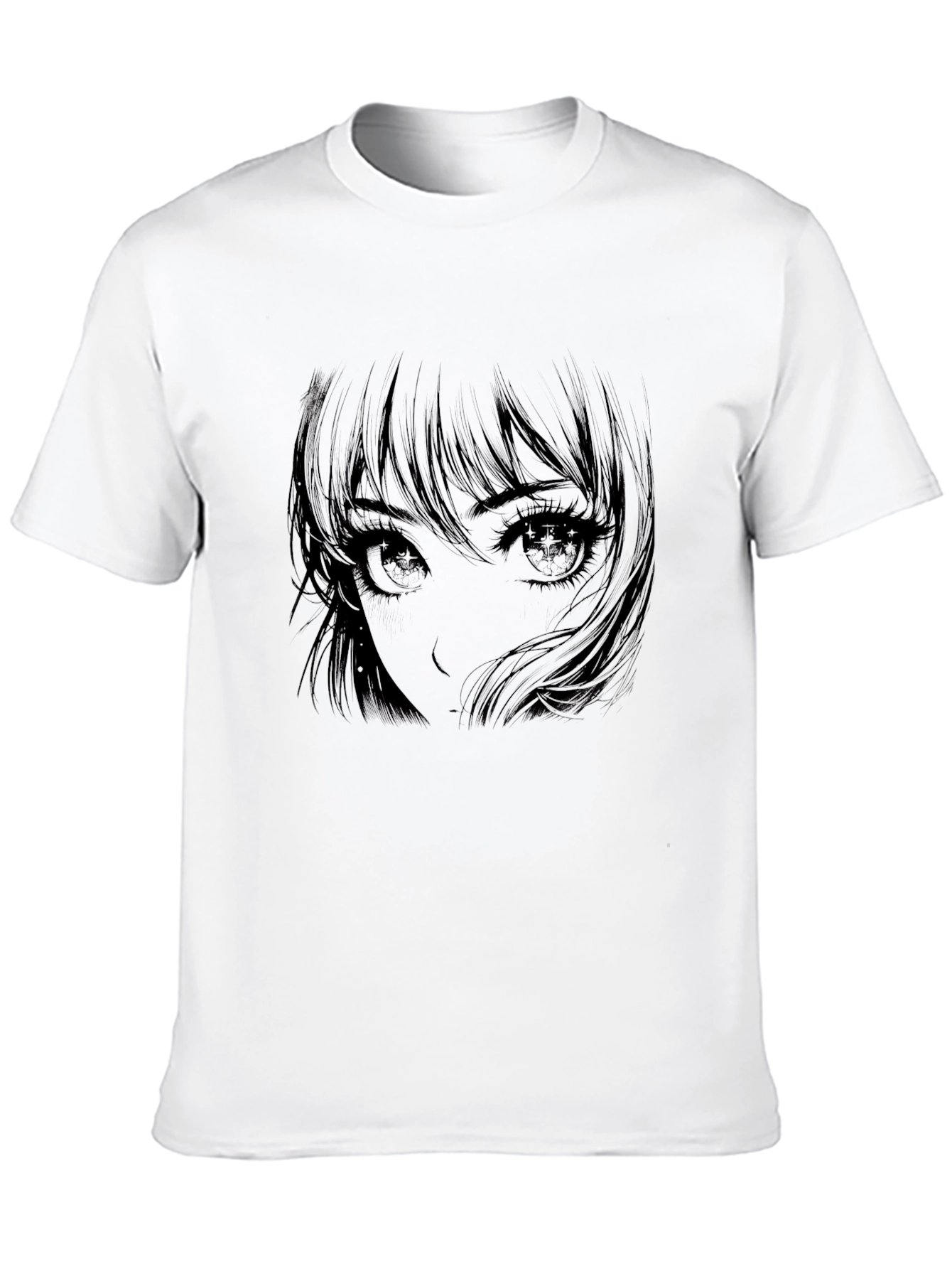 Anime Girl Graphic Print Black T-Shirt
