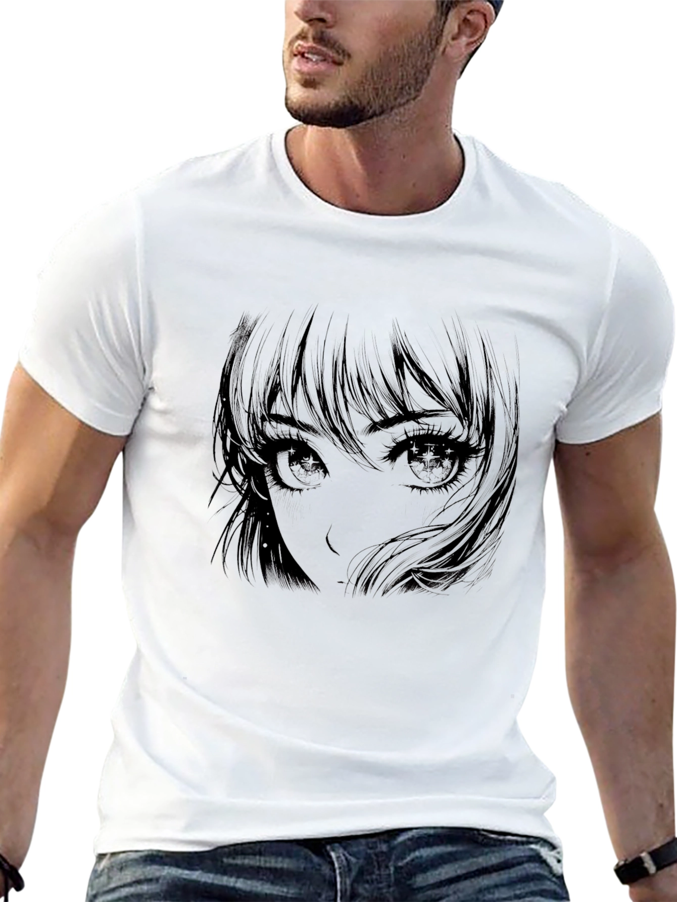 Anime Girl Graphic Print Black T-Shirt