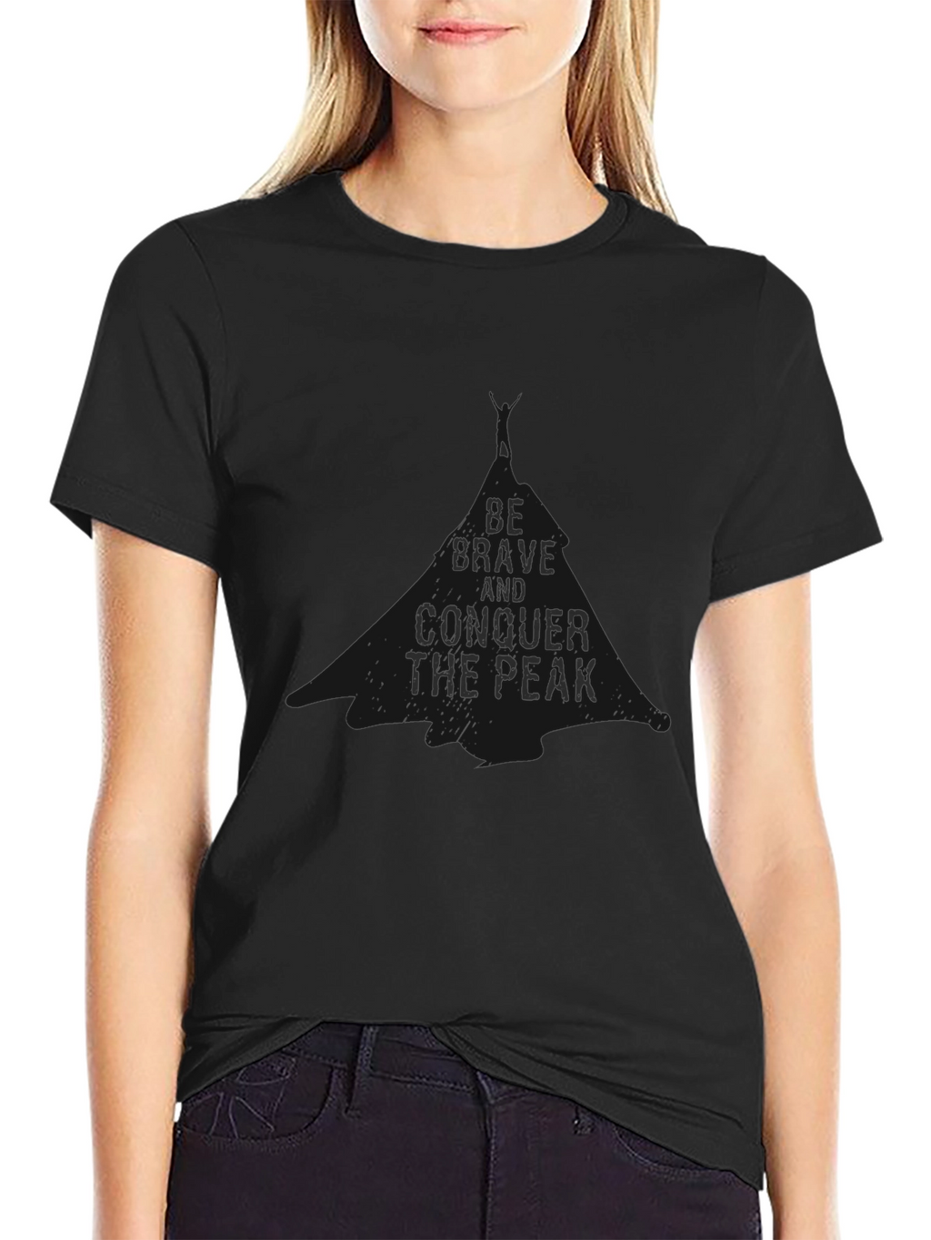 Be Brave Conquer the Peak Black Graphic Tee