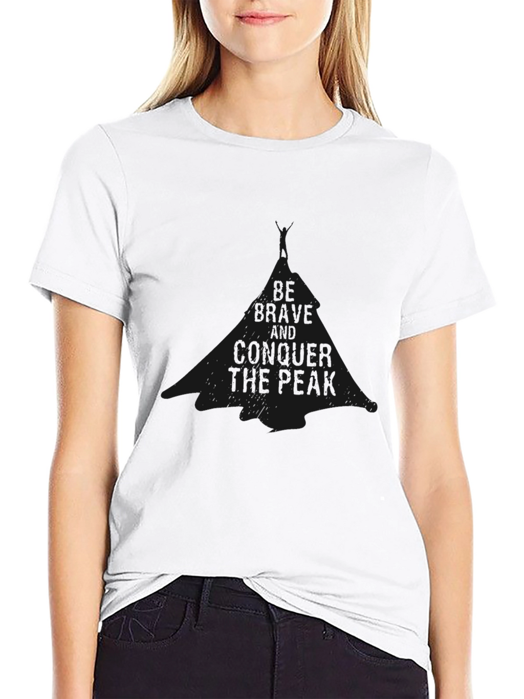 Be Brave Conquer the Peak Black Graphic Tee
