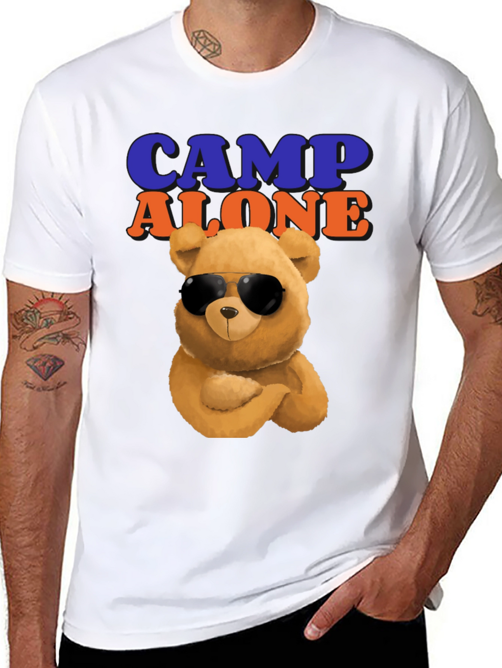 Camp Alone T-Shirt with Cool Bear Graphic