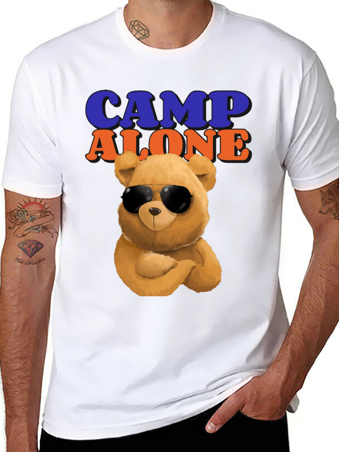 Camp Alone T-Shirt with Cool Bear Graphic