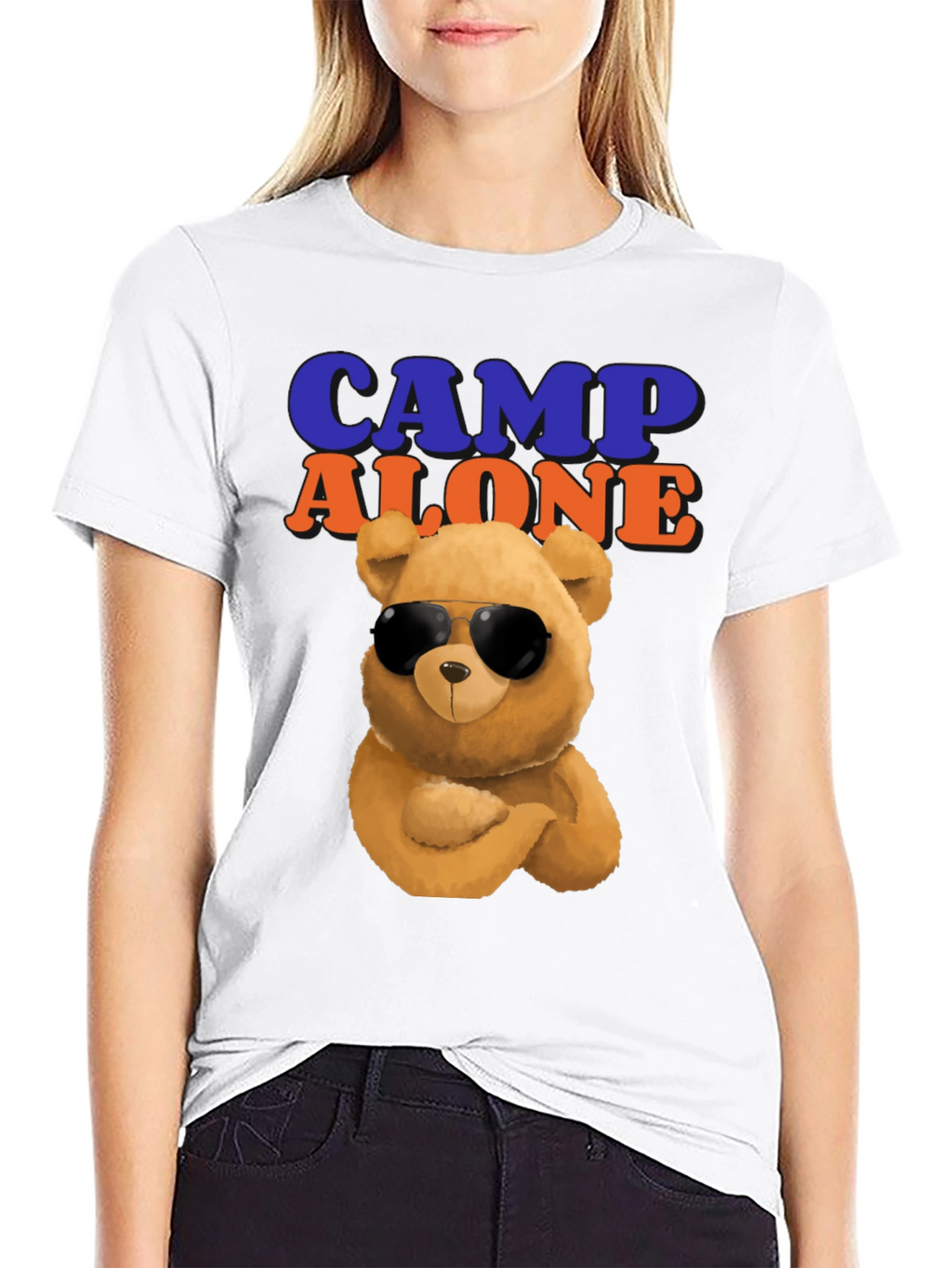 Camp Alone T-Shirt with Cool Bear Graphic