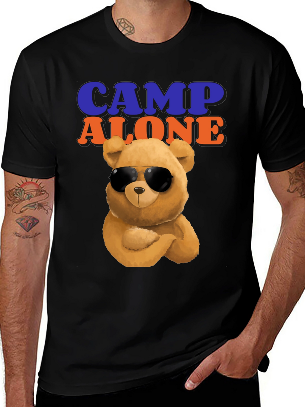 Camp Alone T-Shirt with Cool Bear Graphic