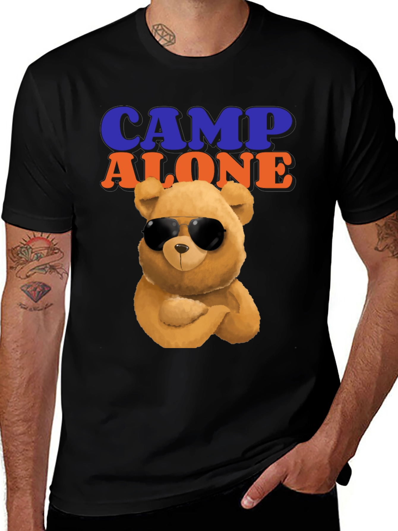 Camp Alone T-Shirt with Cool Bear Graphic