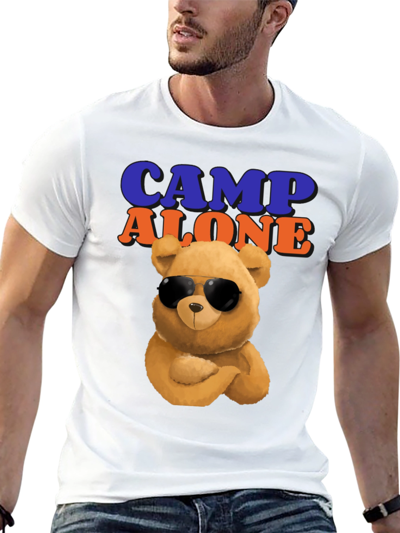 Camp Alone T-Shirt with Cool Bear Graphic