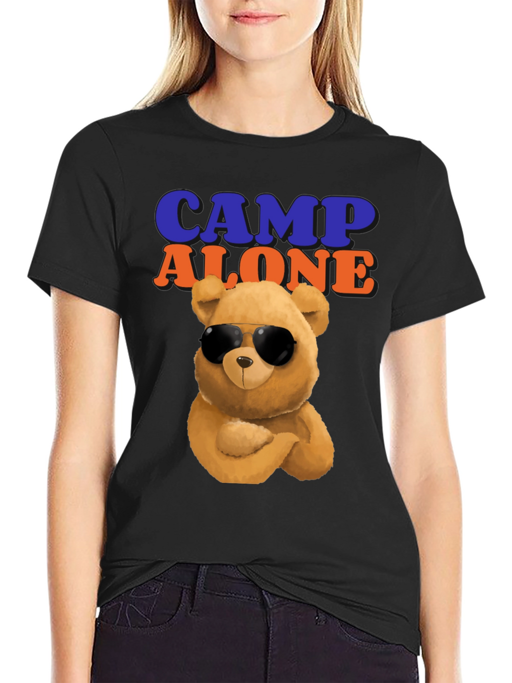 Camp Alone T-Shirt with Cool Bear Graphic