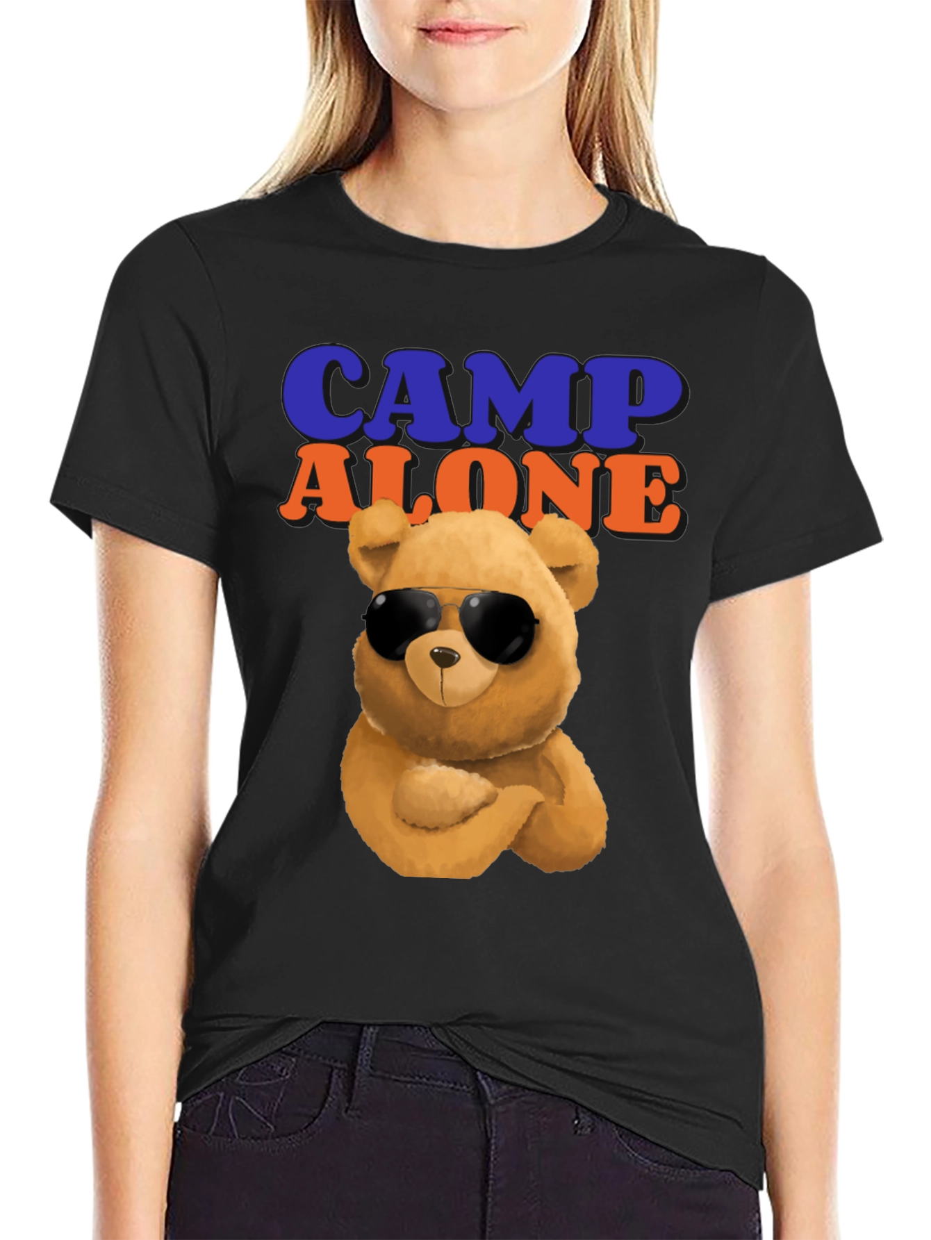 Camp Alone T-Shirt with Cool Bear Graphic