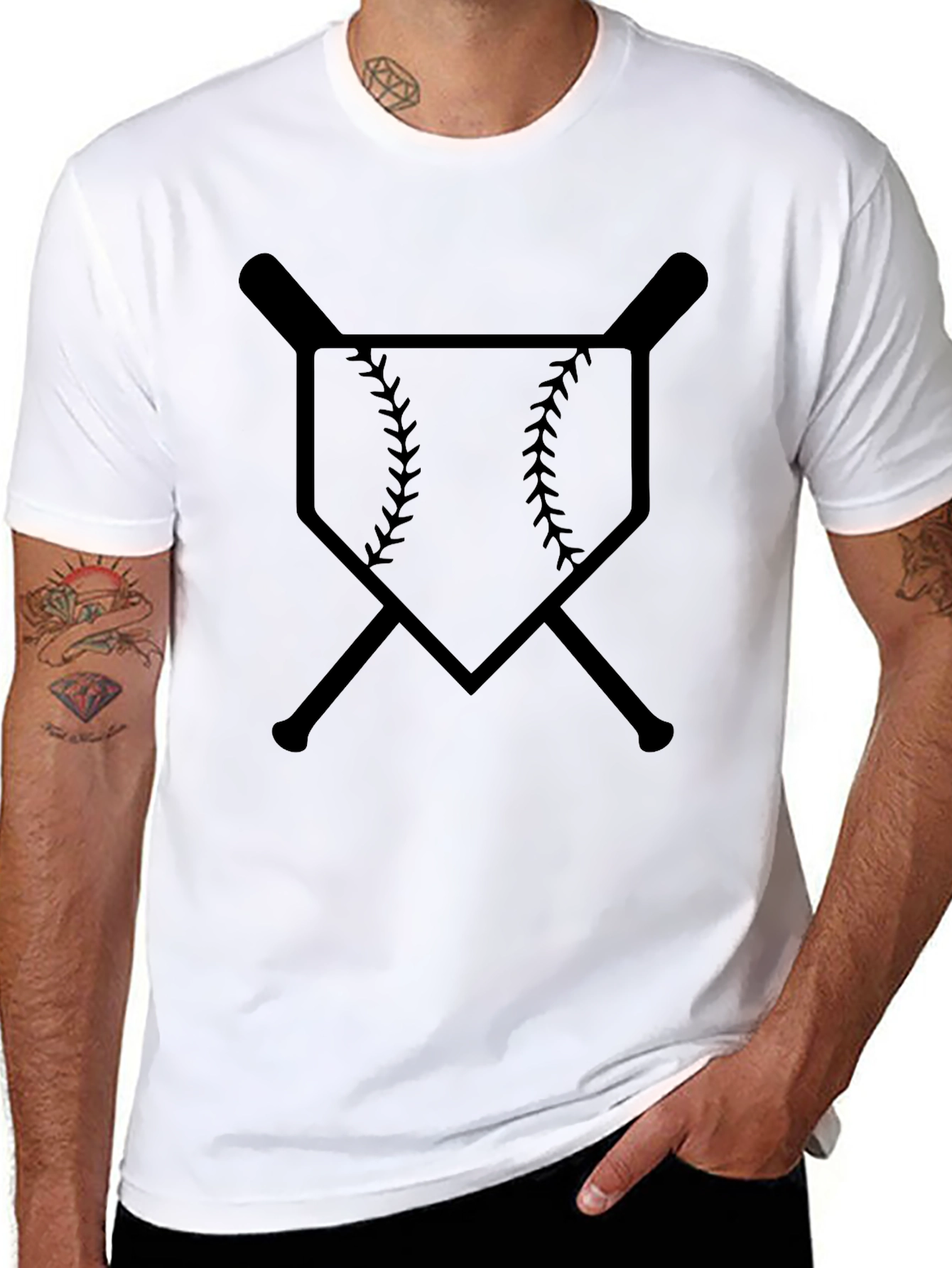 Baseball Bats & Home Plate Graphic Tee - Black