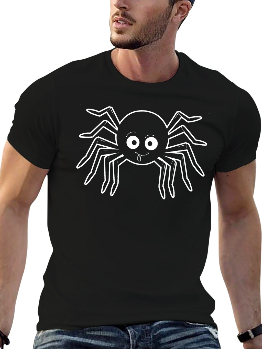 Cute Cartoon Spider Black T-Shirt