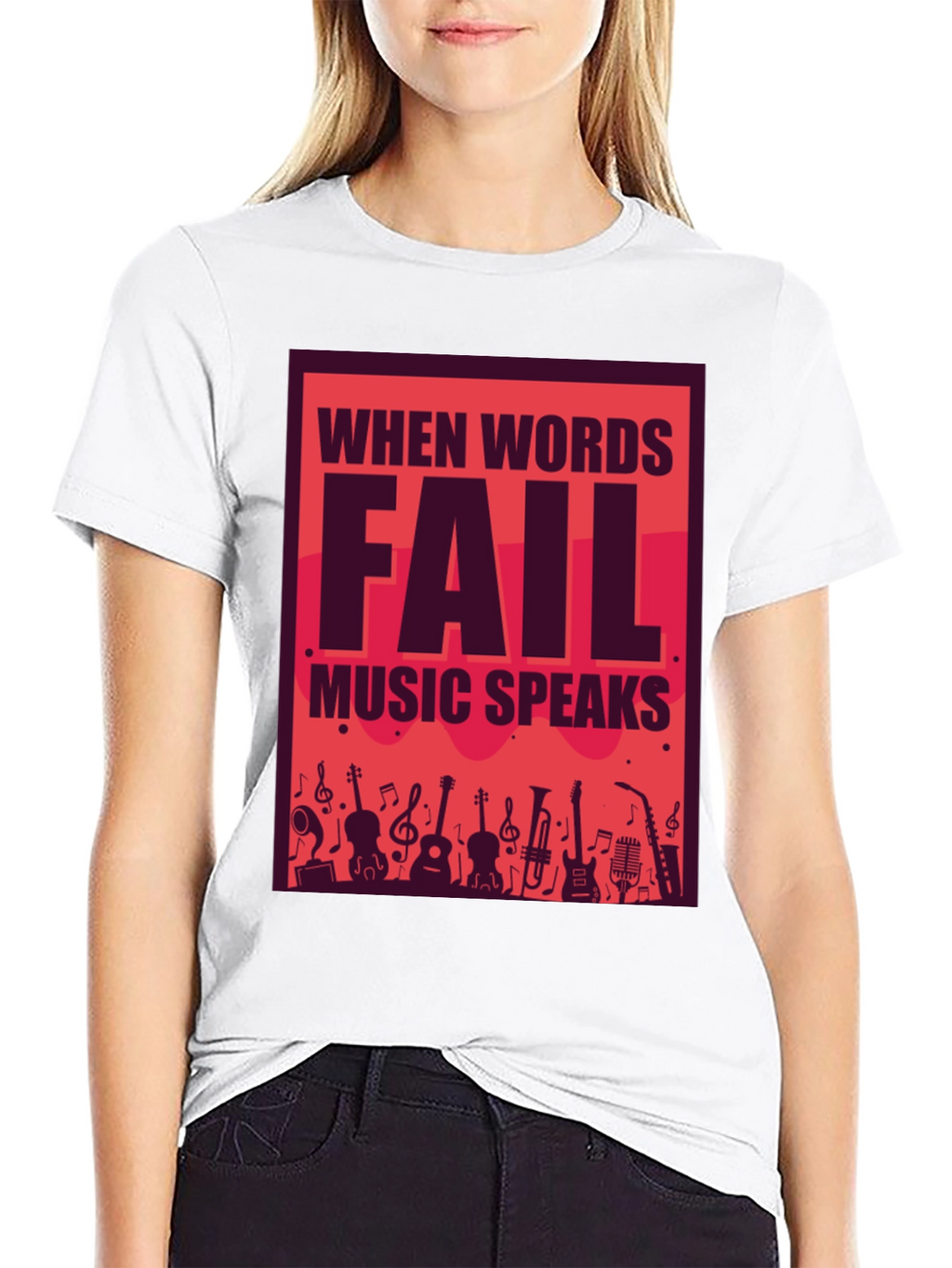 Music Speaks Graphic Tee - Black Cotton T-Shirt