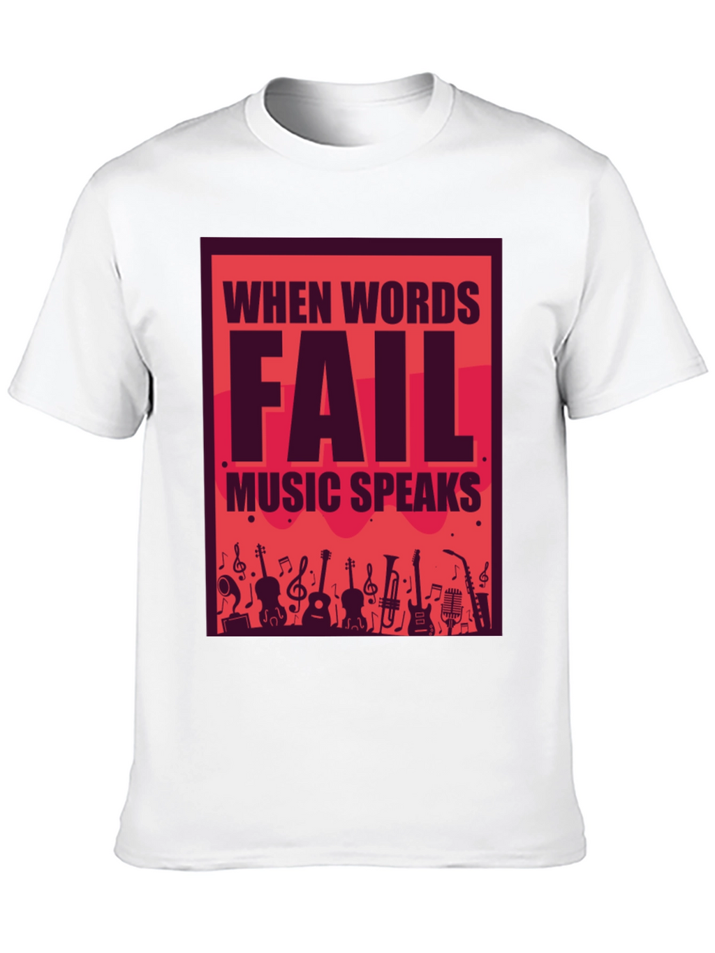 Music Speaks Graphic Tee - Black Cotton T-Shirt