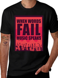 Music Speaks Graphic Tee - Black Cotton T-Shirt