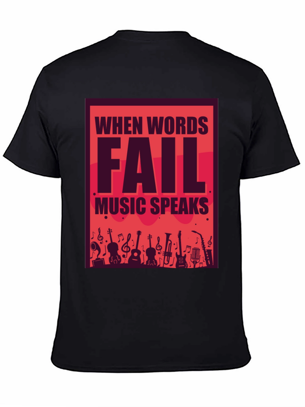Music Speaks Graphic Tee - Black Cotton T-Shirt