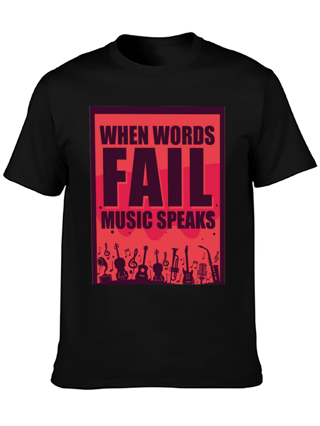 Music Speaks Graphic Tee - Black Cotton T-Shirt