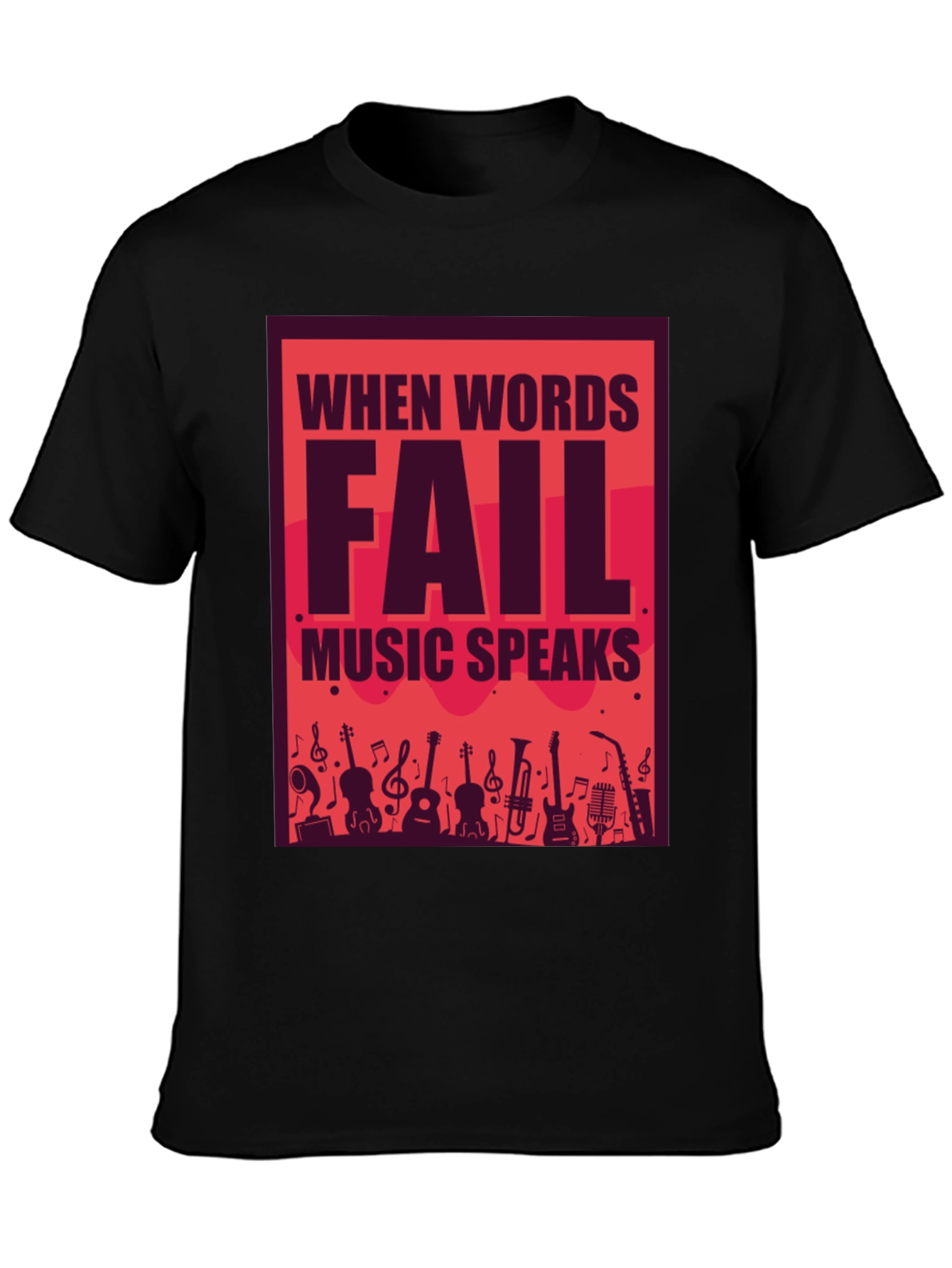 Music Speaks Graphic Tee - Black Cotton T-Shirt
