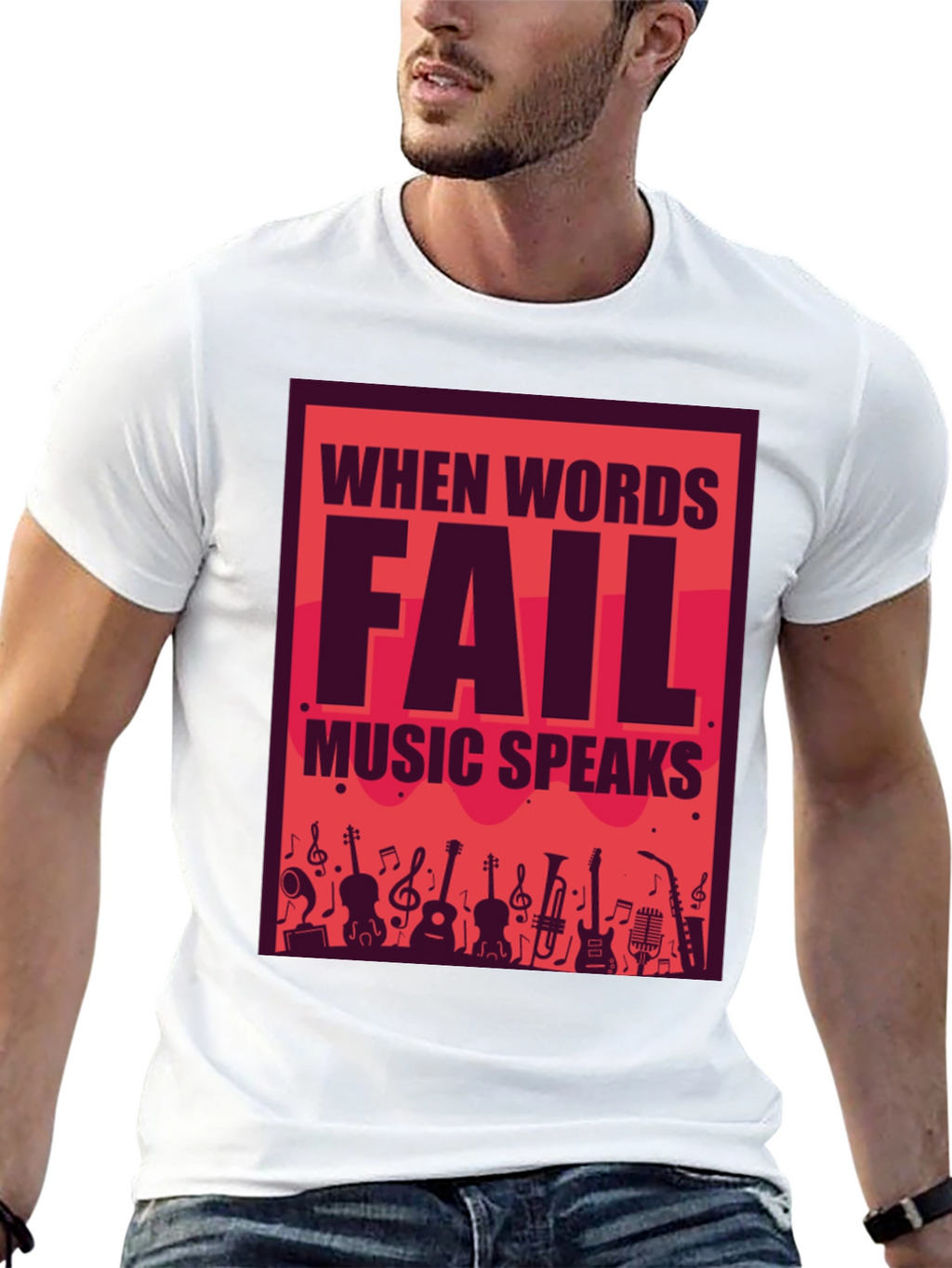 Music Speaks Graphic Tee - Black Cotton T-Shirt