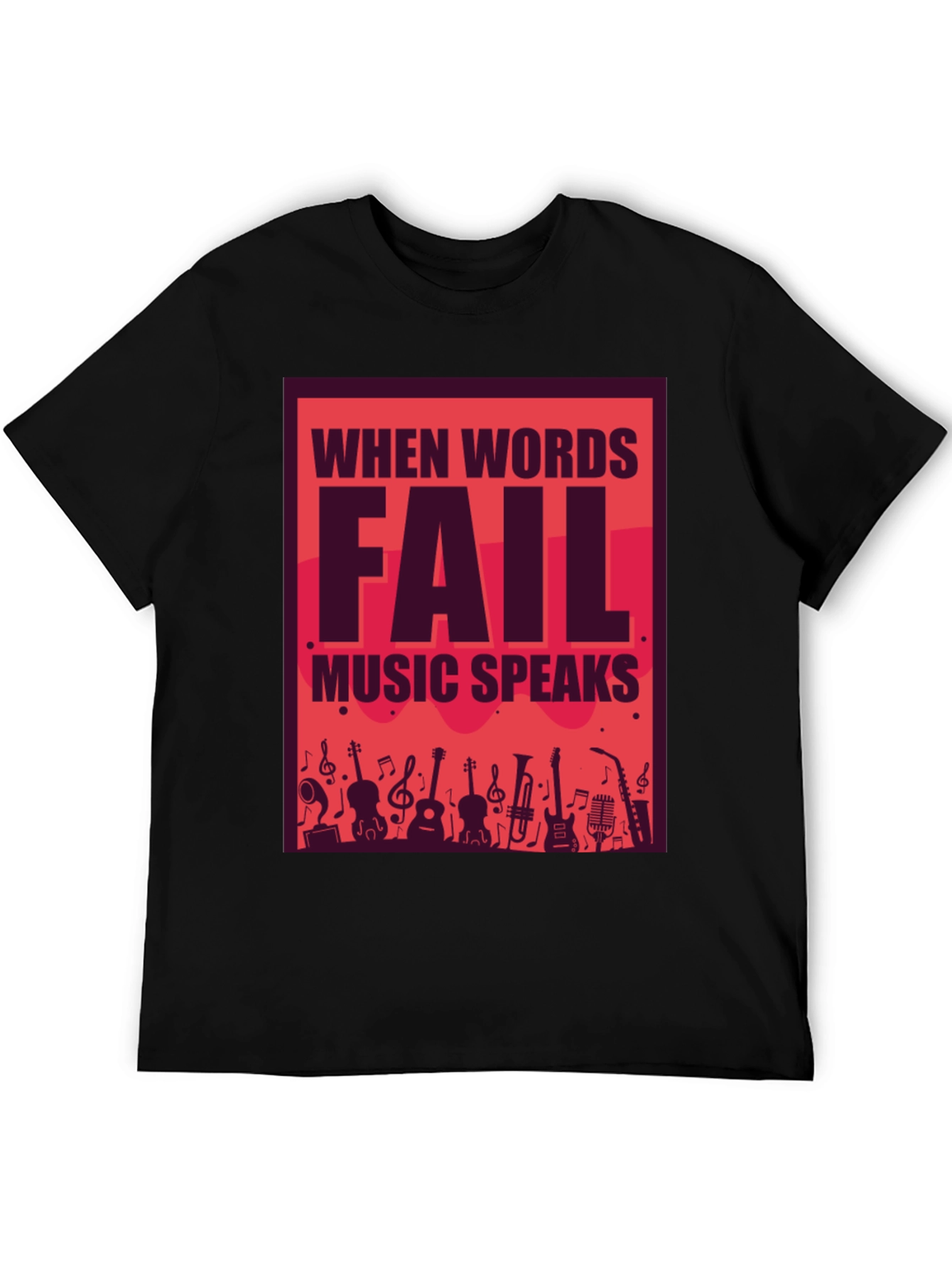 Music Speaks Graphic Tee - Black Cotton T-Shirt