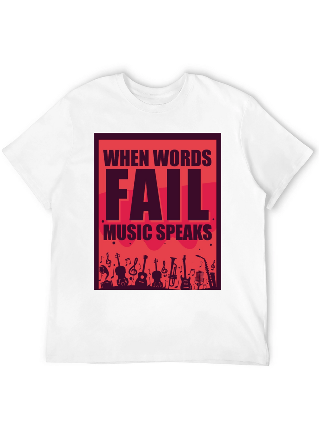 Music Speaks Graphic Tee - Black Cotton T-Shirt