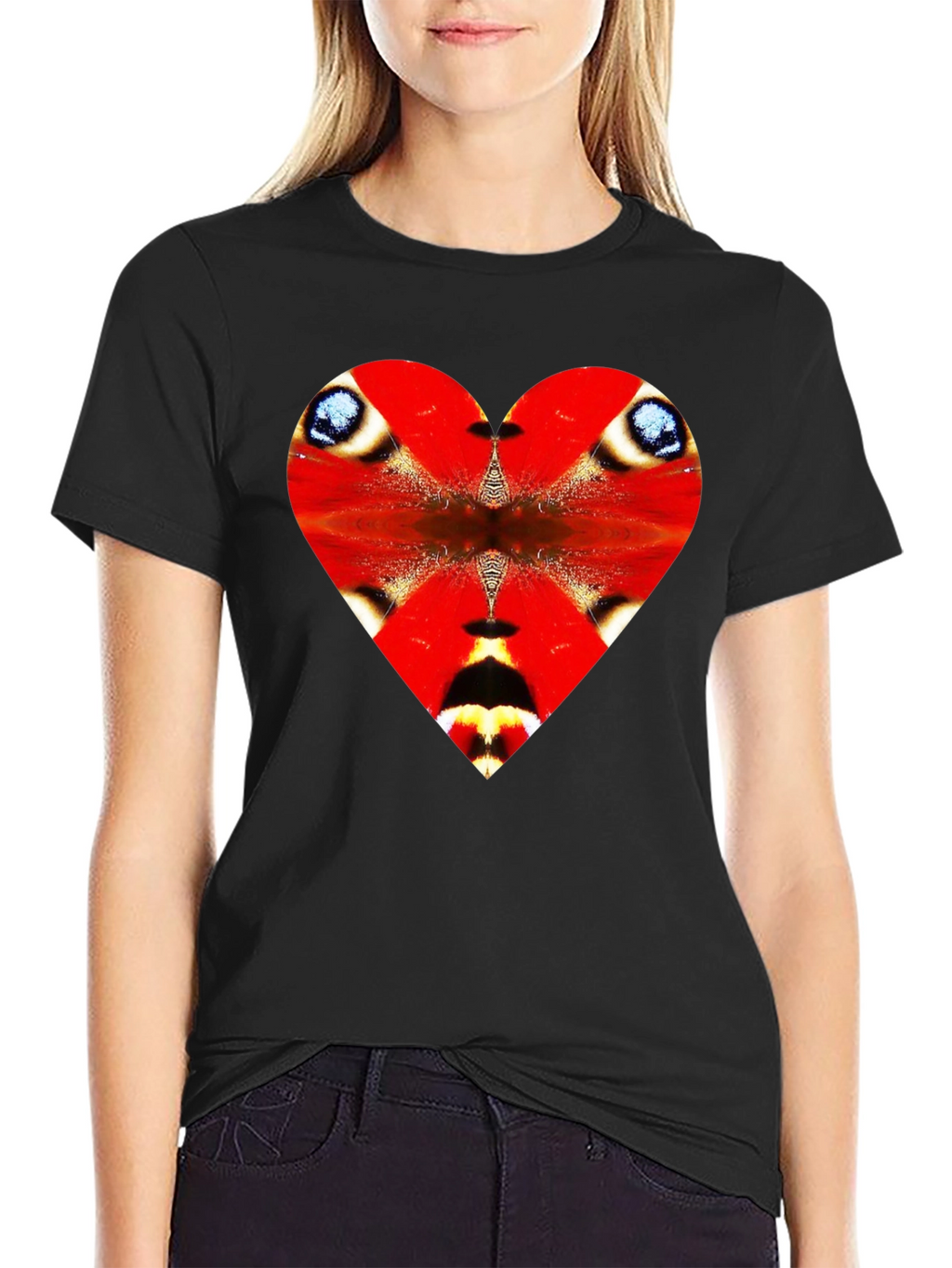 Butterfly Heart Graphic Black Tee