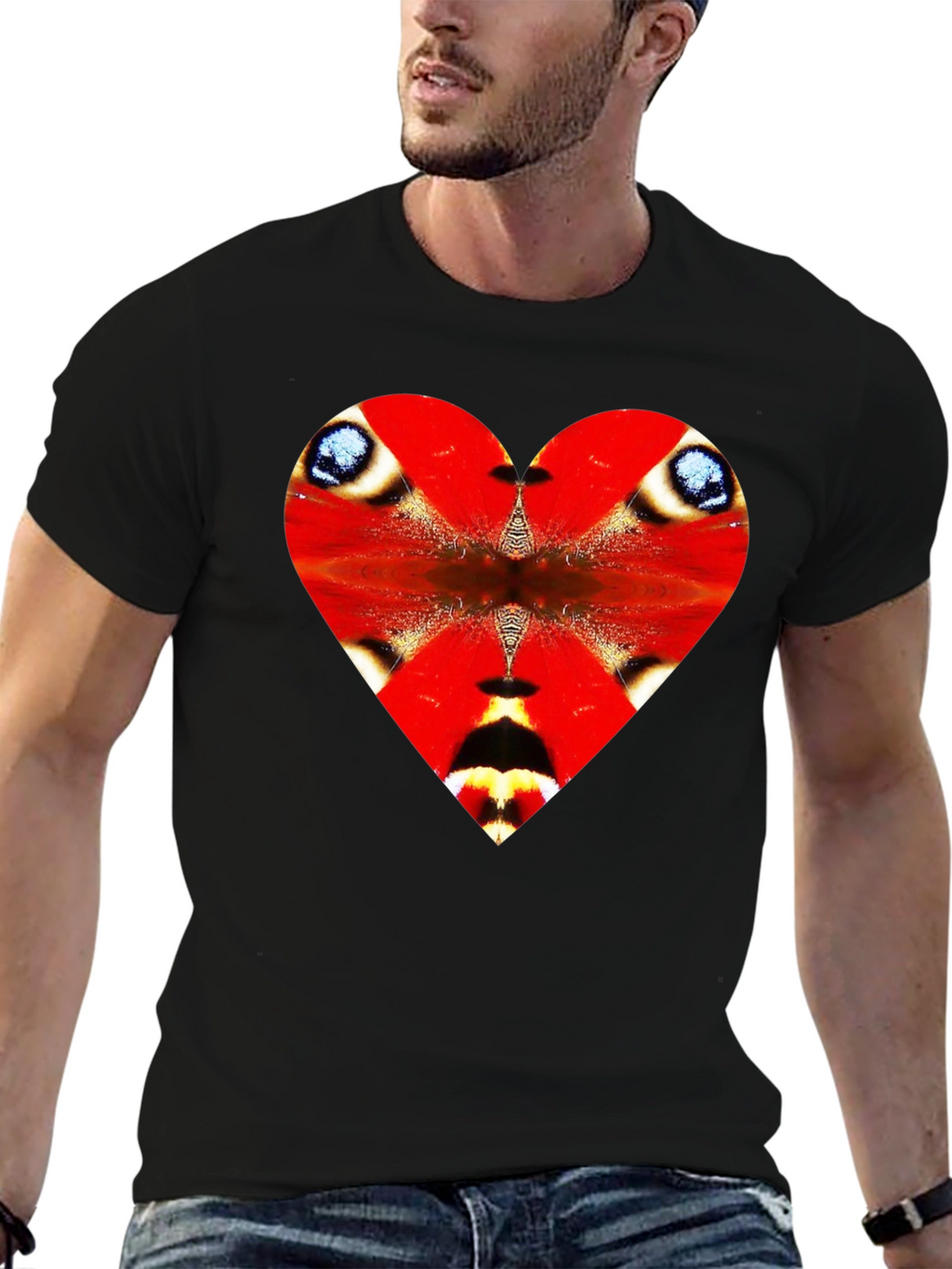 Butterfly Heart Graphic Black Tee