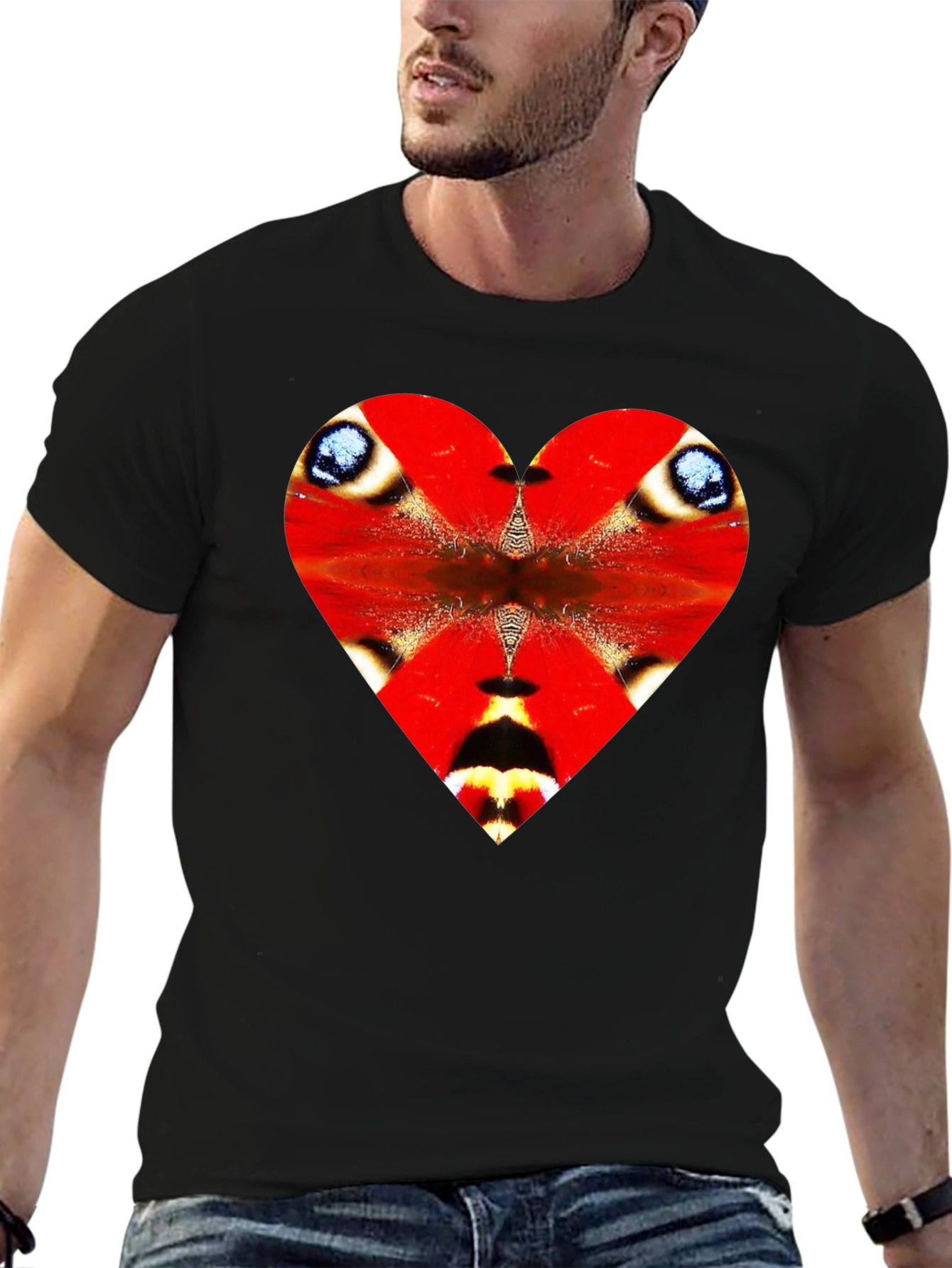 Butterfly Heart Graphic Black Tee