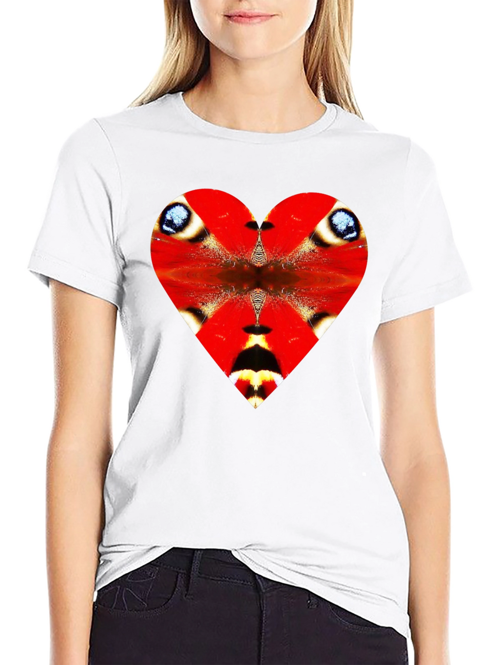 Butterfly Heart Graphic Black Tee