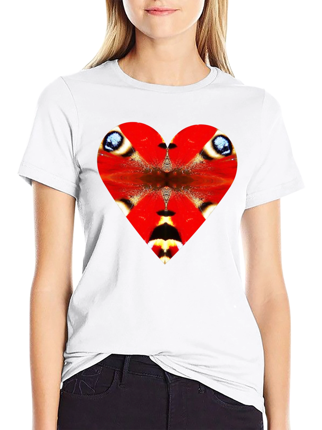 Butterfly Heart Graphic Black Tee
