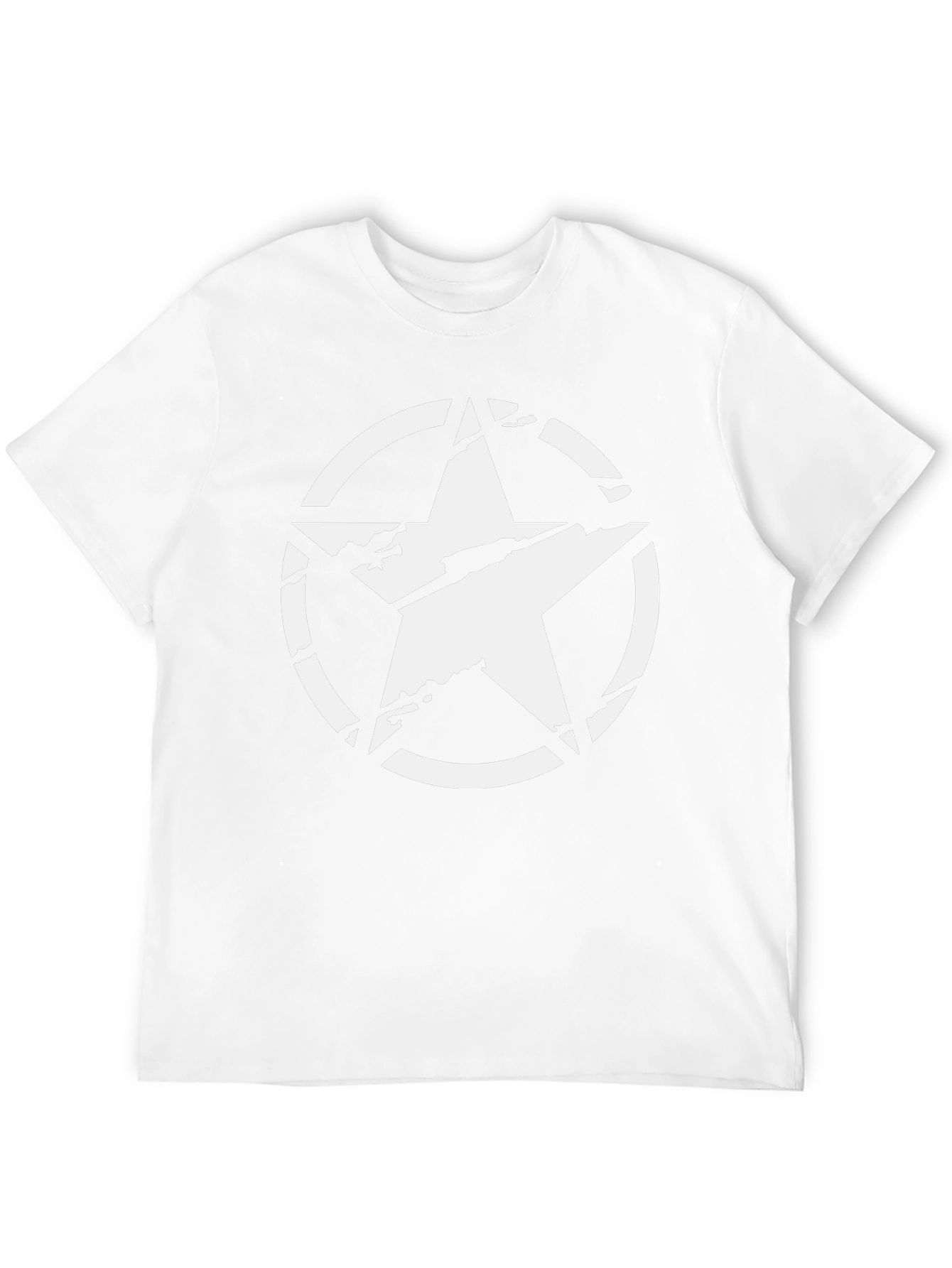 Distressed Star Graphic Tee - Black Cotton Casual Shirt