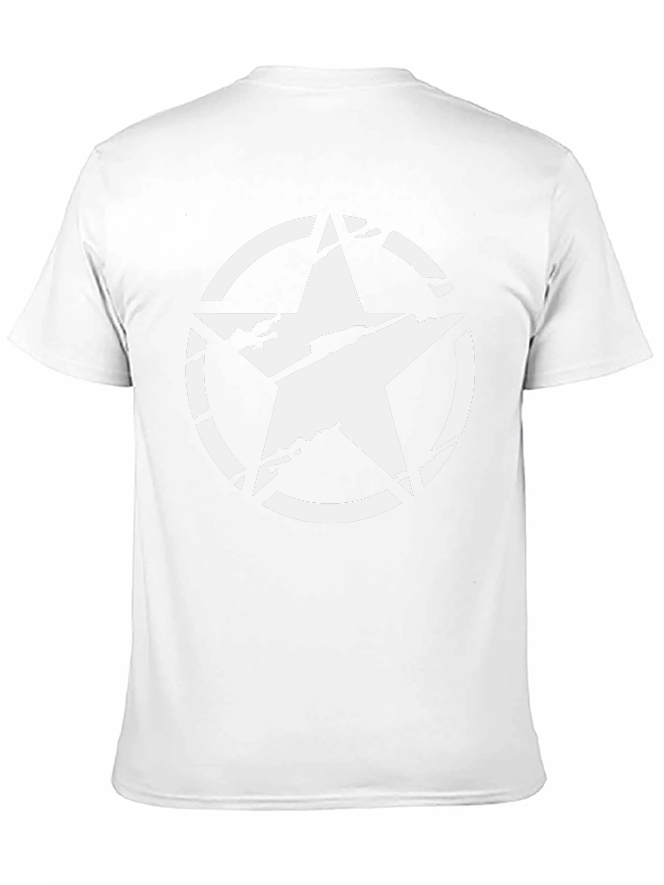 Distressed Star Graphic Tee - Black Cotton Casual Shirt