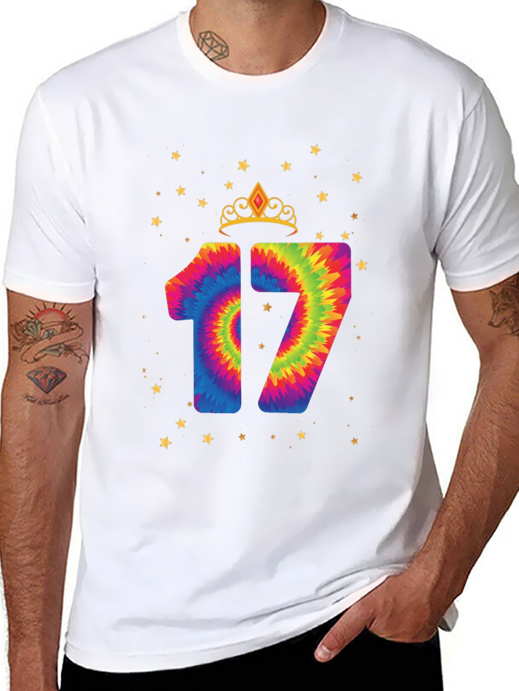 Fun 17th Birthday Tie-Dye Graphic Tee