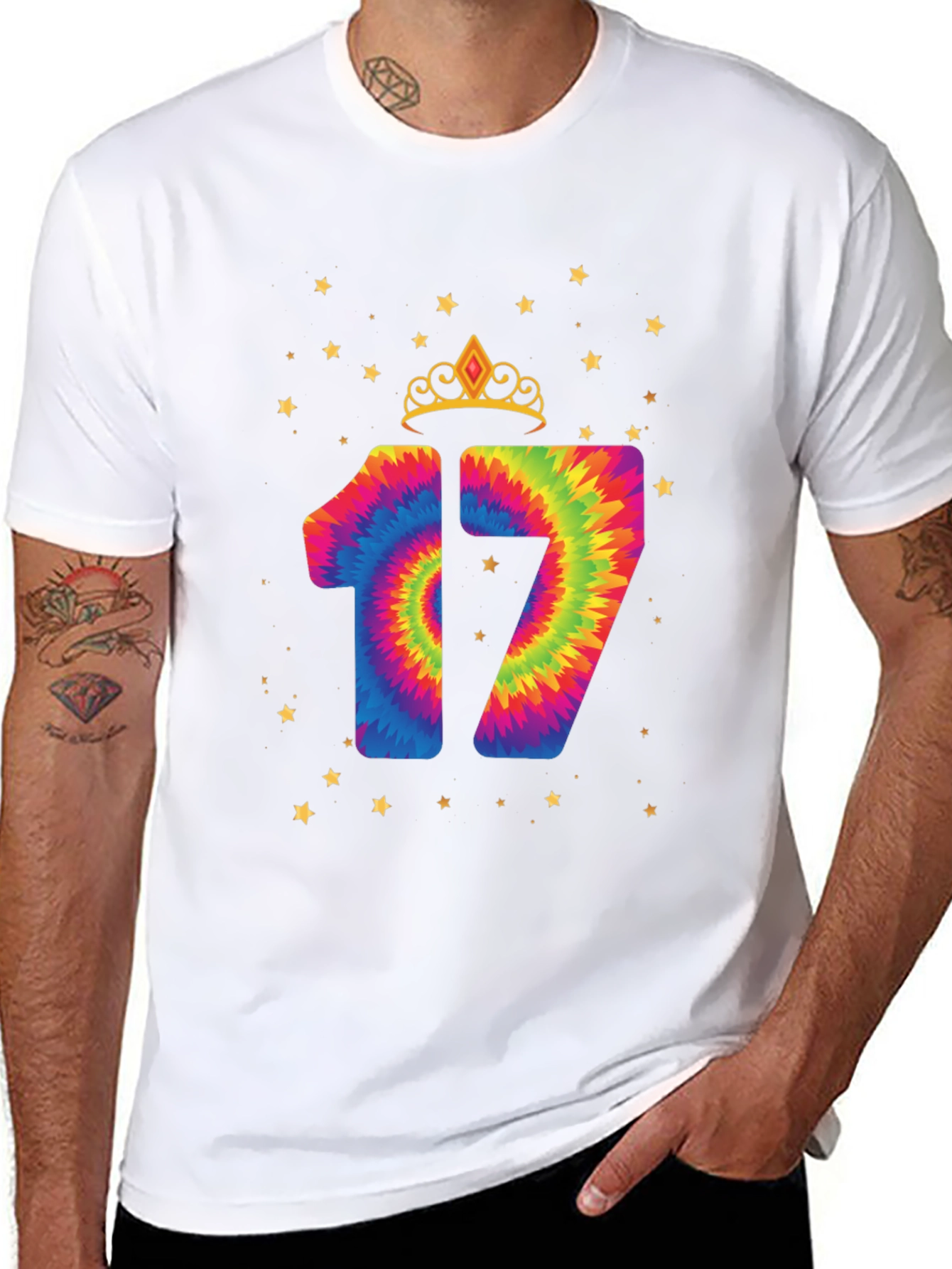 Fun 17th Birthday Tie-Dye Graphic Tee