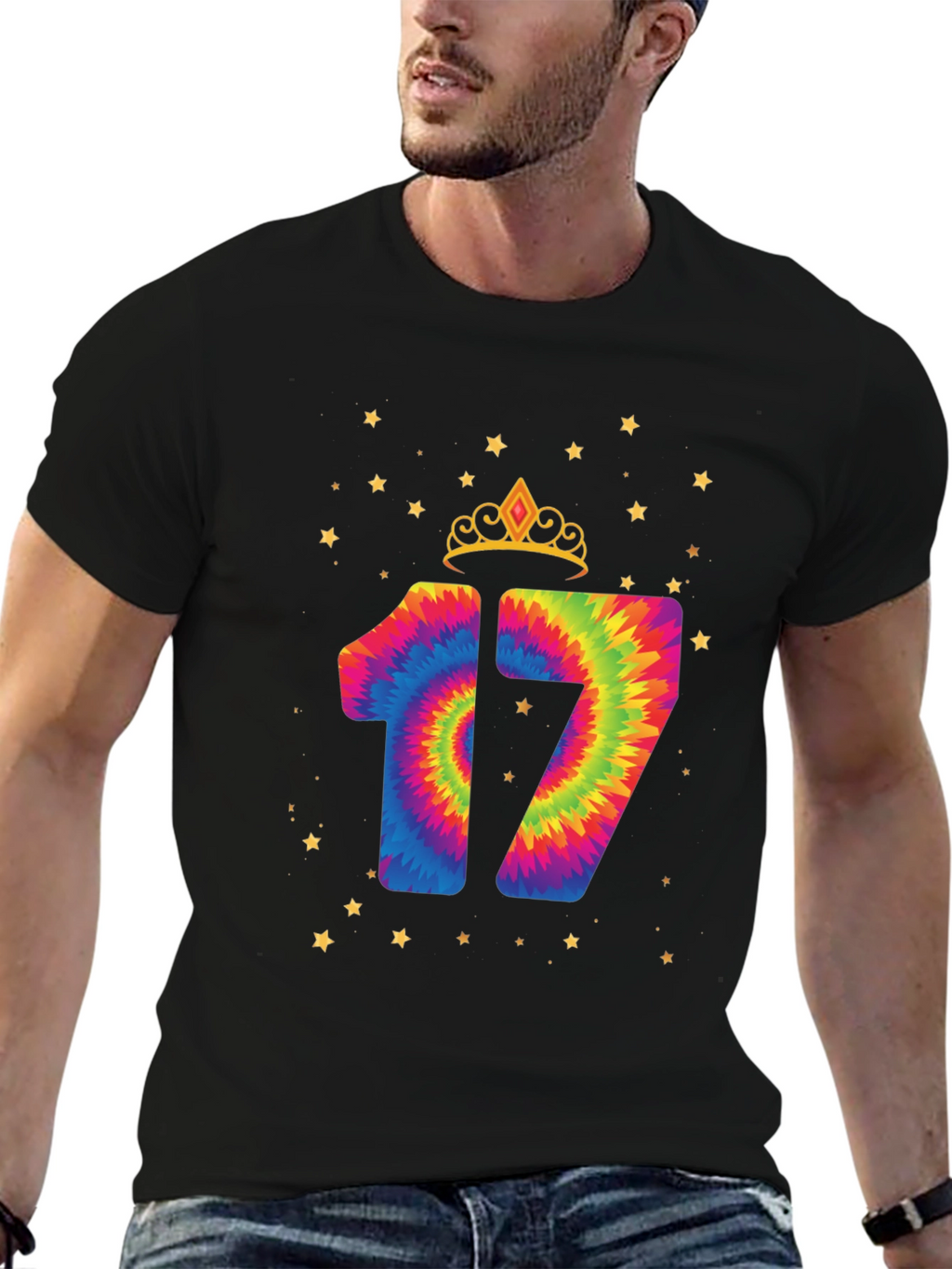 Fun 17th Birthday Tie-Dye Graphic Tee