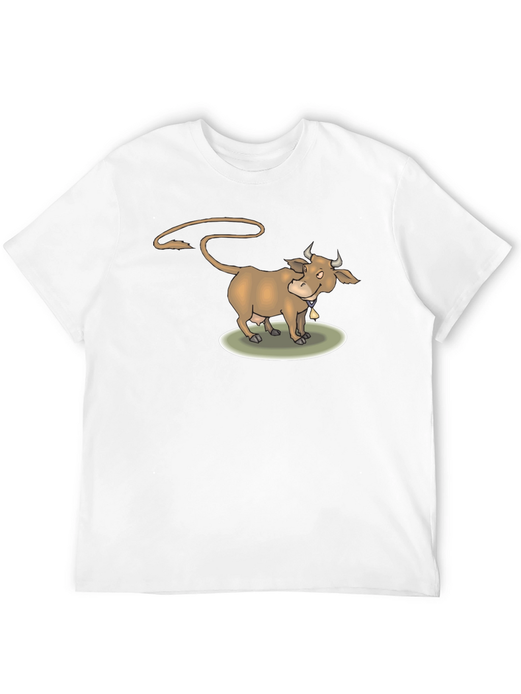 Cartoon Cow Graphic Tee - Black Cotton Shirt