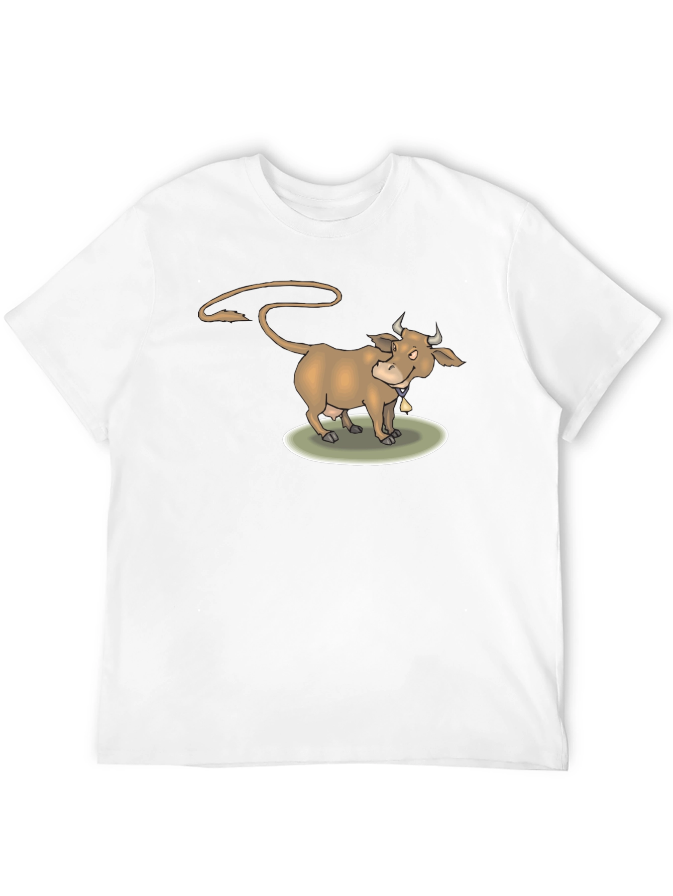Cartoon Cow Graphic Tee - Black Cotton Shirt